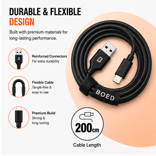 BOED USB-A to Lightning Cable 200cm