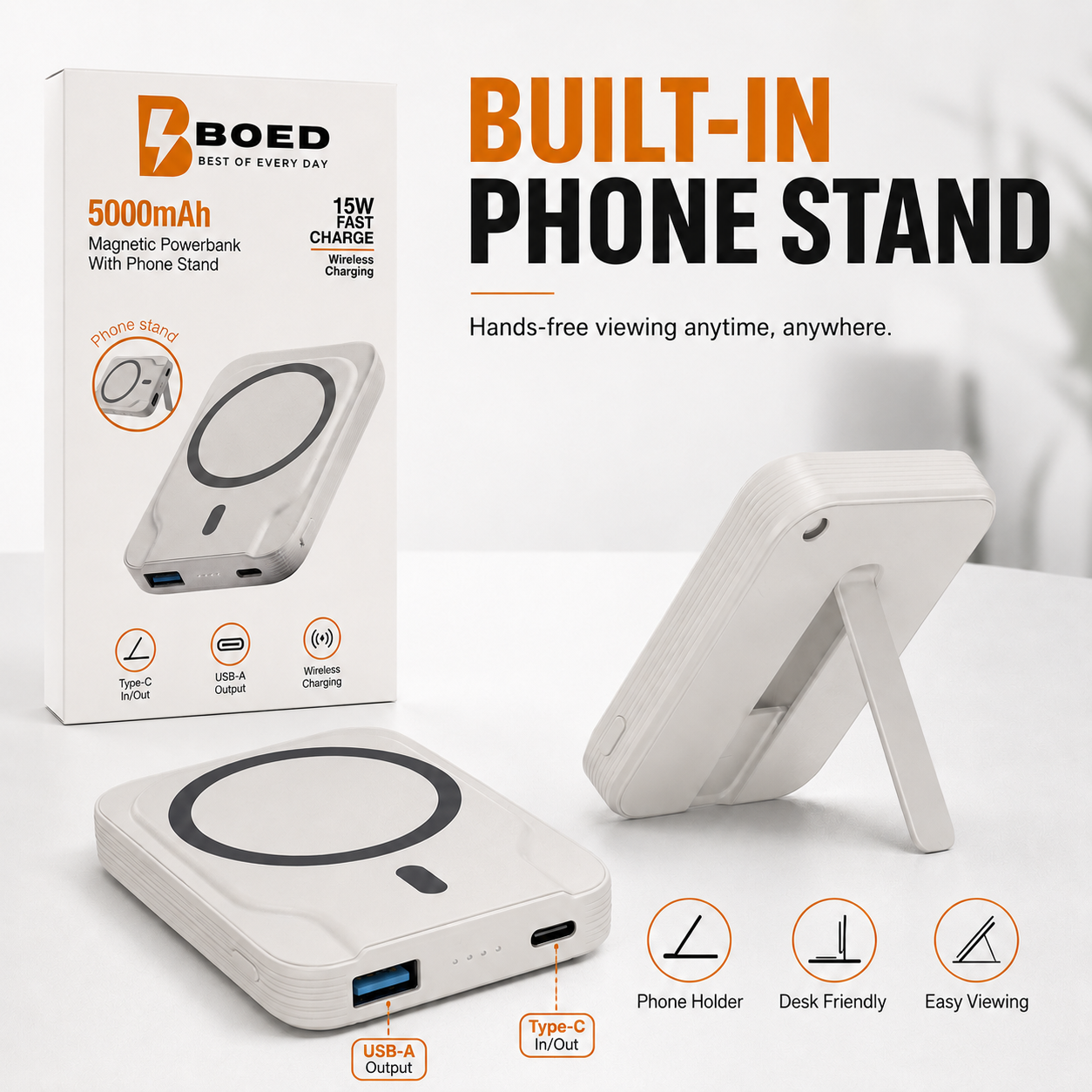 BOED 5000mAh Magnetic Wireless Power Bank