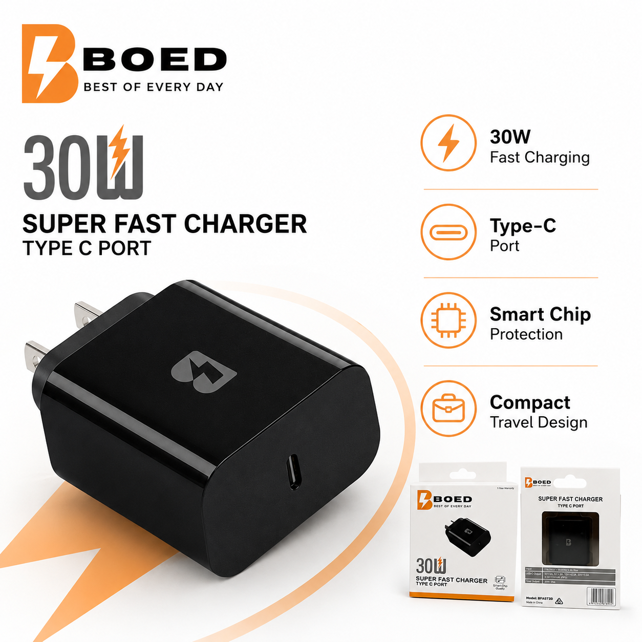 BOED 30W Super Fast Charger Type-C Port