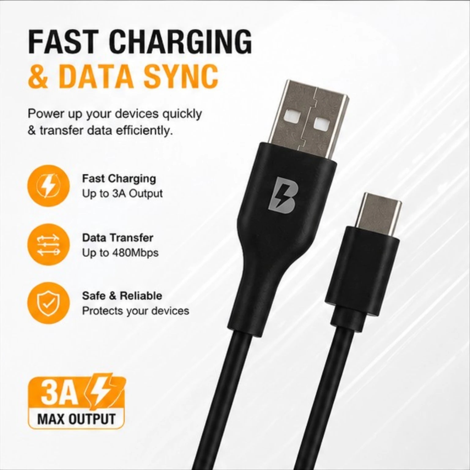 BOED USB-A to USB-C Fast Charging Cable 100cm