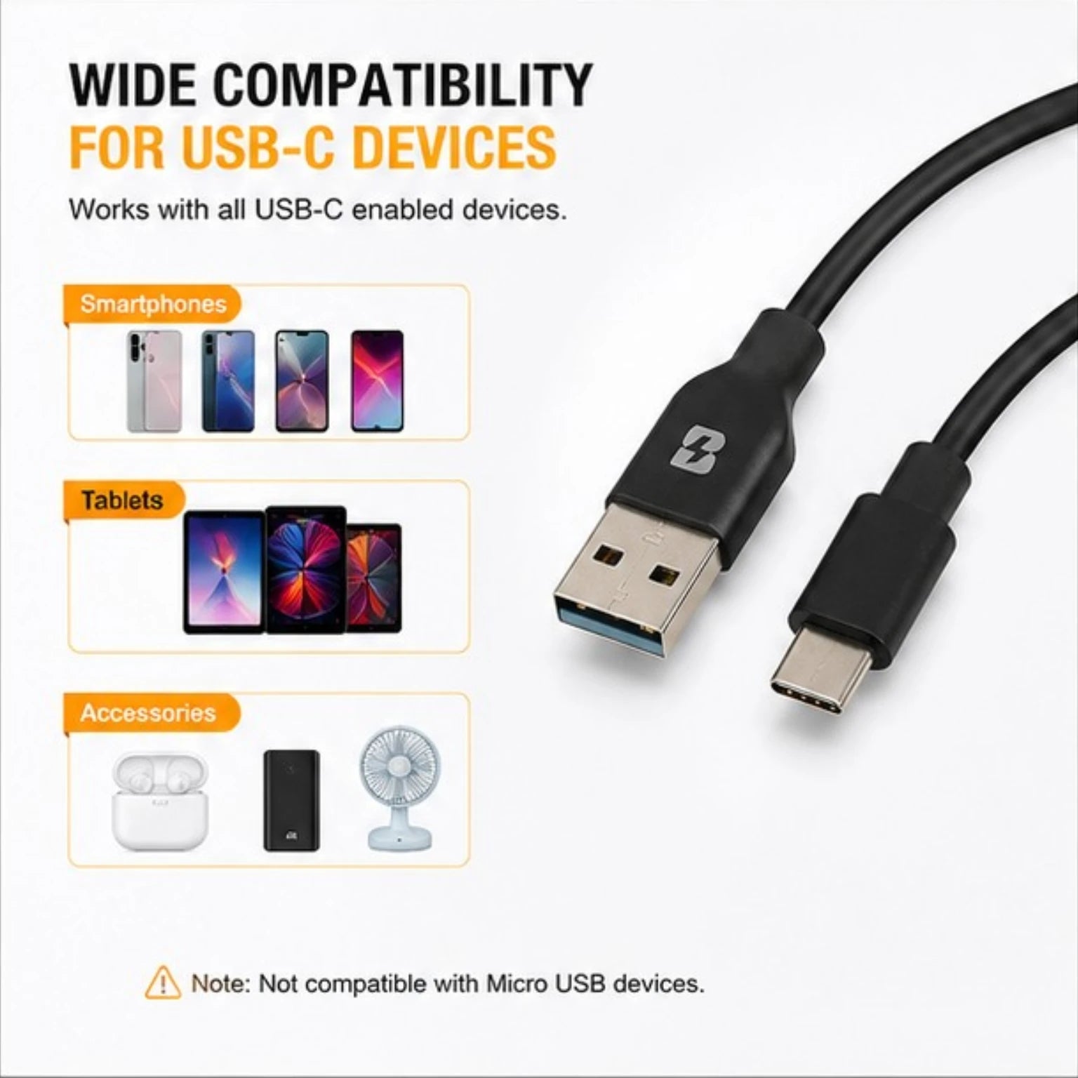 BOED USB-A to USB-C Fast Charging Cable 100cm