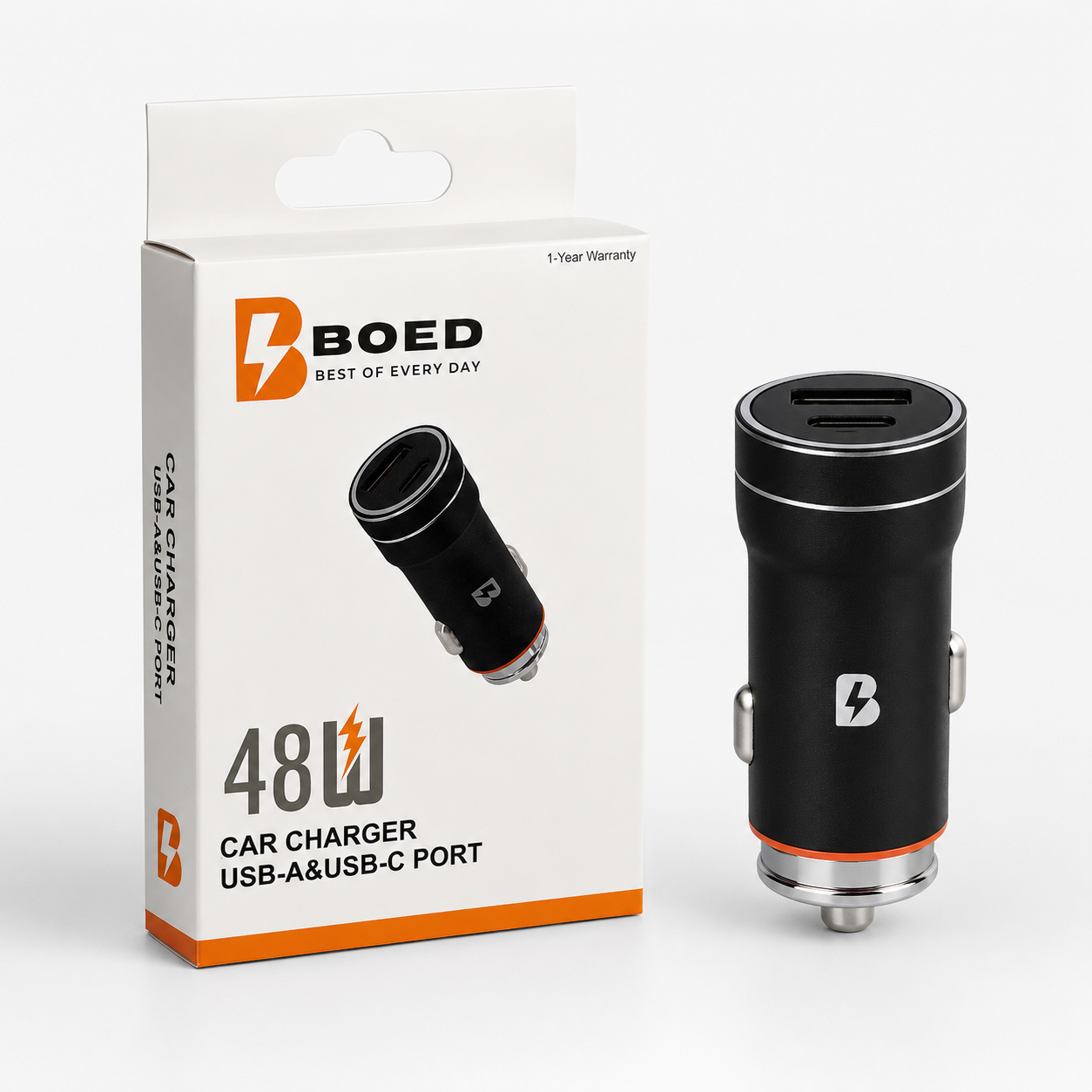 BOED 48W Dual Port Fast Car Charger USB-A & USB-C