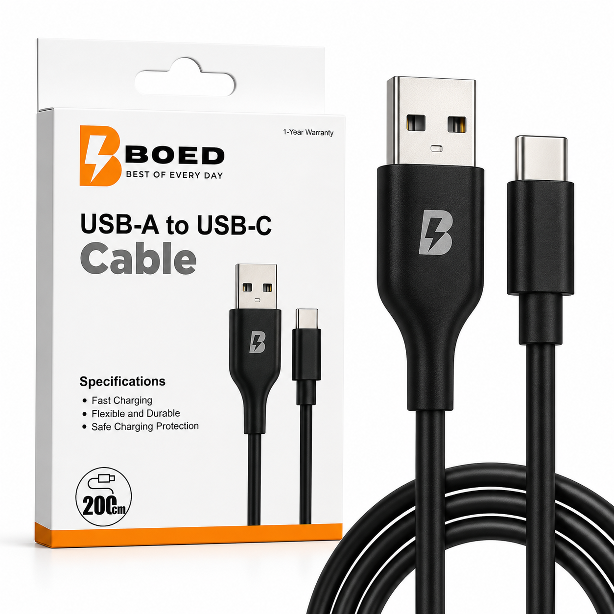 BOED USB-A to USB-C Fast Charging Cable 200cm