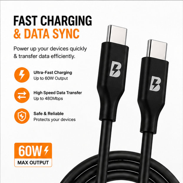 BOED USB-C to USB-C Fast Charging Cable 100cm