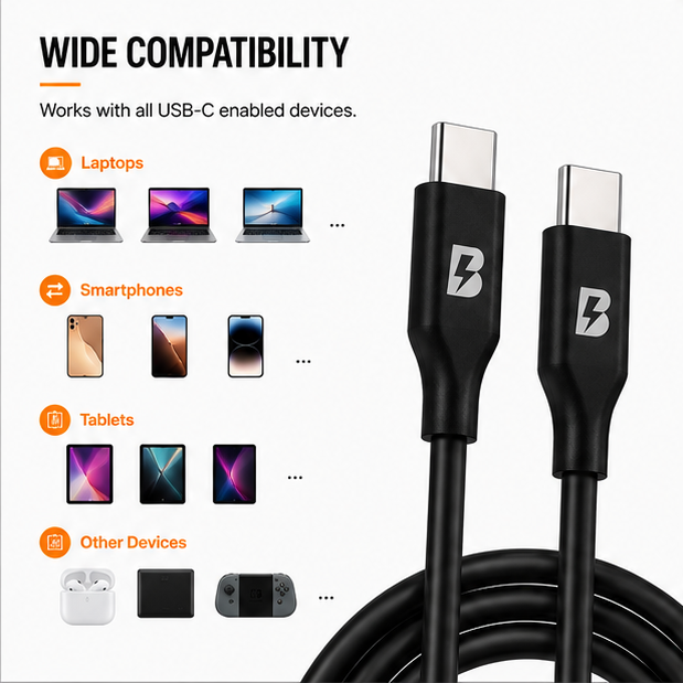 BOED USB-C to USB-C Fast Charging Cable 100cm
