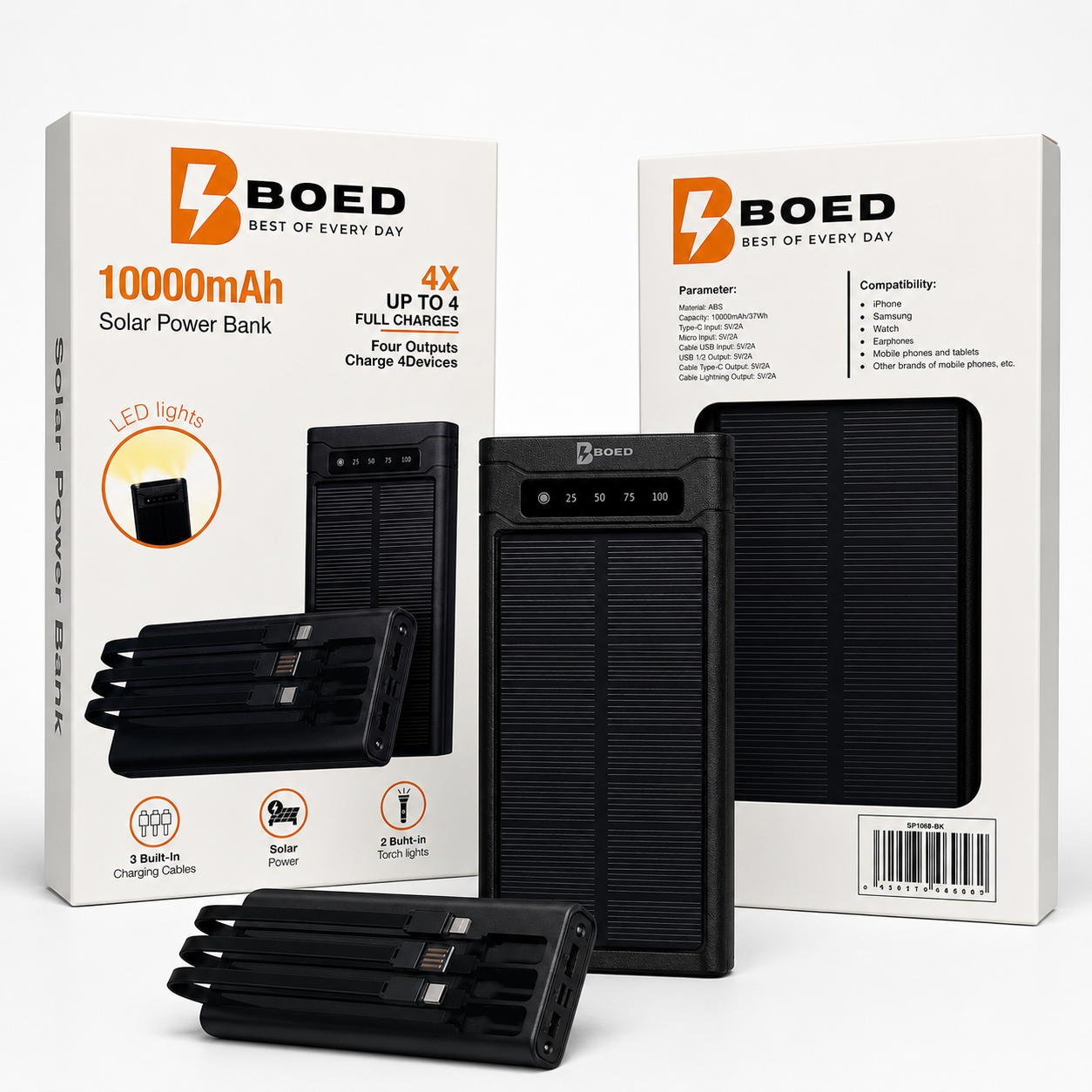 BOED 10000mAh Solar Power Bank