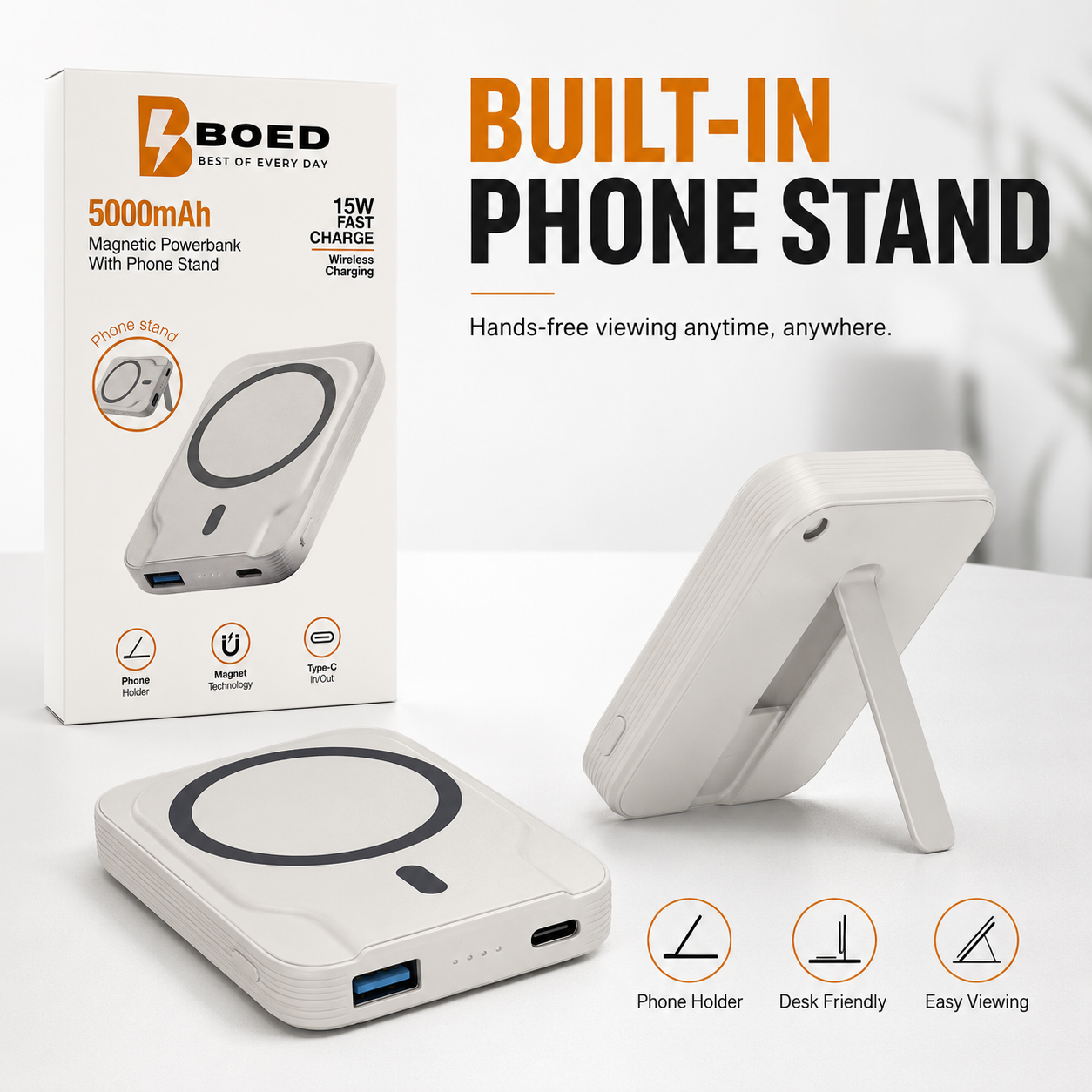 BOED 5000mAh Magnetic Wireless Power Bank
